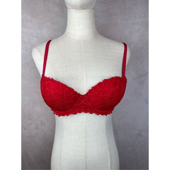 Red Lace Padded Victoria’s Secret Bra 34B - Picture 1 of 6